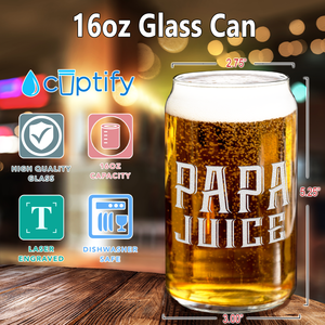 Papa Juice 16 oz Beer Glass Can