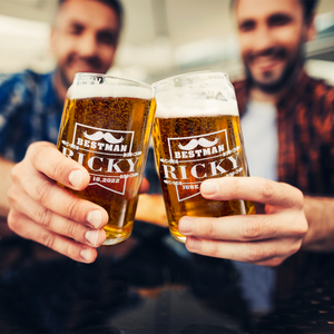Personalized Best Man Etched on 16 oz Beer Glass Can