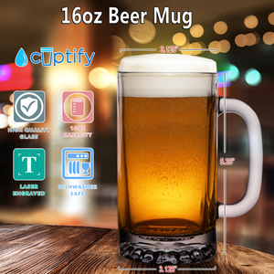 Cuptify 16oz Beer Mug Glass