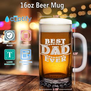 Best Dad Ever 16 oz Beer Mug Glass