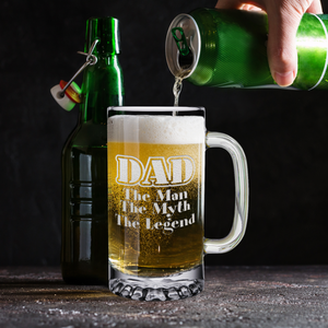 DAD The Man The Myth The Legend 16 oz Beer Mug Glass