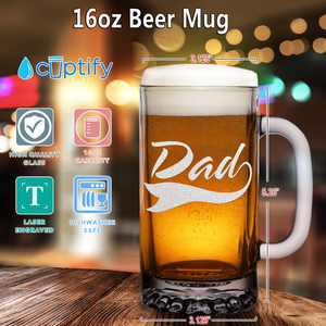 Dad 16 oz Beer Mug Glass
