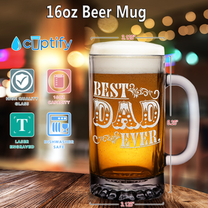 Best Dad Ever Design 16 oz Beer Mug Glass