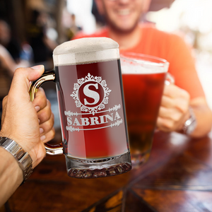 Personalized Ultramodern Monogram Laser Engraved on 16 oz Glass Mug