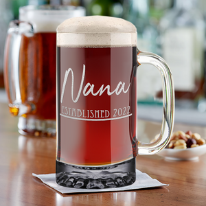 Nana Established 2022 16 oz Beer Mug Glass