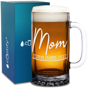 Mom Established 2022 16 oz Beer Mug Glass
