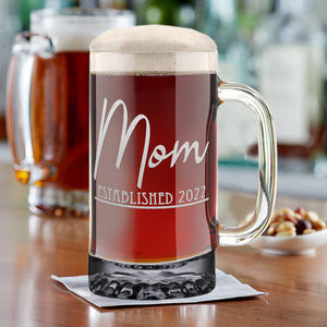 Mom Established 2022 16 oz Beer Mug Glass