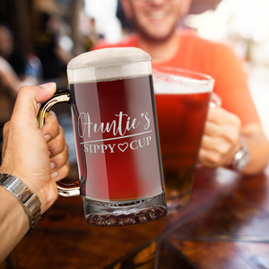 Auntie's Sippy Cup 16 oz Beer Mug Glass