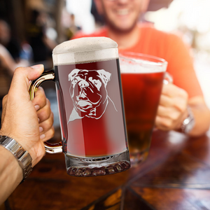 Bulldog Head 16 oz Beer Mug Glass