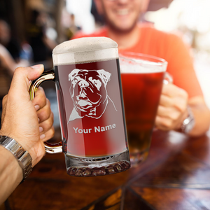 Personalized Bulldog Head 16 oz Beer Mug Glass