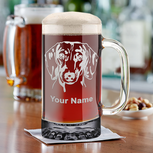 Personalized Dachshund Head 16 oz Beer Mug Glass