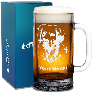 Personalized Golden Retriever Head 16 oz Beer Mug Glass