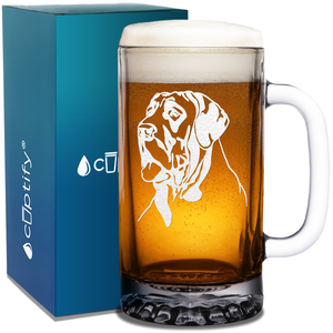 Great Dane Head 16 oz Beer Mug Glass