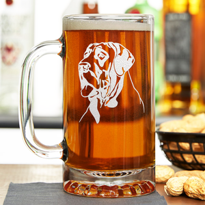 Great Dane Head 16 oz Beer Mug Glass