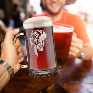 Great Dane Head 16 oz Beer Mug Glass