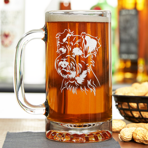 Miniature Schnauzer Head 16 oz Beer Mug Glass