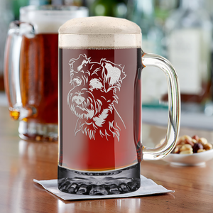 Miniature Schnauzer Head 16 oz Beer Mug Glass