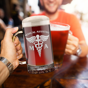 MA Medical Assistant 16 oz Beer Mug Glass