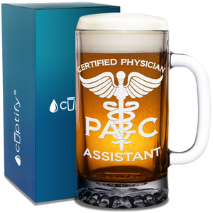 PA-C Certified Physician Assistant 16 oz Beer Mug Glass