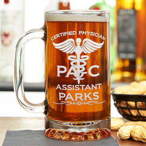 Personalized PA-C Certified Physician Assistant 16 oz Beer Mug Glass