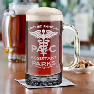 Personalized PA-C Certified Physician Assistant 16 oz Beer Mug Glass