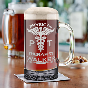 Personalized PT Physical Therapist 16 oz Beer Mug Glass