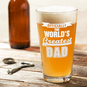 Officially World's Greatest Dad Engraved Beer Pint Glass