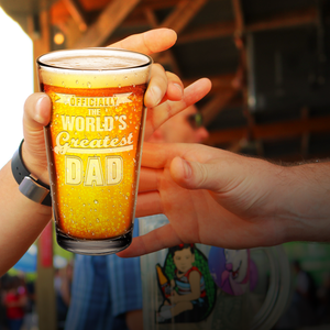 Officially World's Greatest Dad Engraved Beer Pint Glass