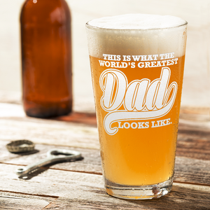 World's Greatest Dad Engraved Beer Pint Glass
