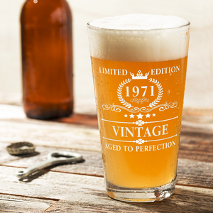 Birthday Vintage Old Established 1971 Glass Pint