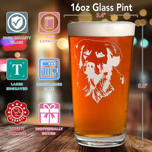 Golden Retriever Head Laser Engraved Beer Pint Glass