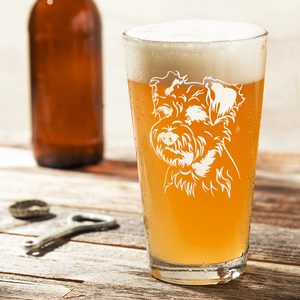 Miniature Schnauzer Head Laser Engraved Beer Pint Glass