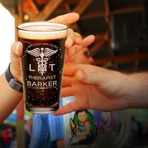 Personalized LMT Licensed Massage Therapist Laser Engraved Beer Pint Glass
