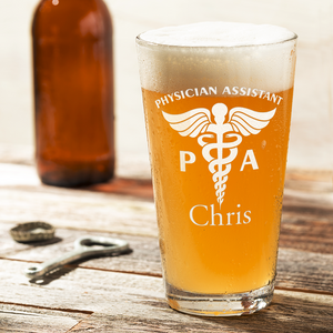 Personalized PA Physician Assistant Laser Engraved Beer Pint Glass