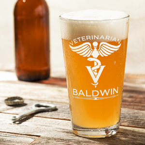 Personalized Veterinarian Laser Engraved Beer Pint Glass