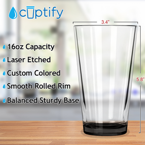 Cuptify Black Bottom 16oz Beer Pint Glass