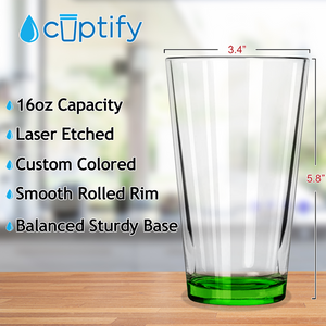 Cuptify Green Bottom 16oz Beer Pint Glass
