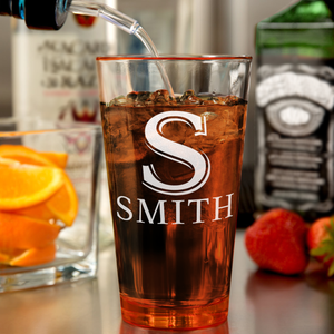 Personalized Initial and Name Orange Bottom Beer Pint Glass