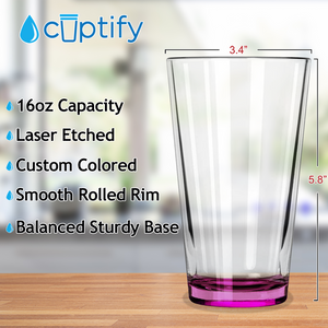 Cuptify Pink Bottom 16oz Beer Pint Glass