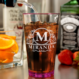 Personalized Elaborate Circle Pink Bottom Beer Pint Glass