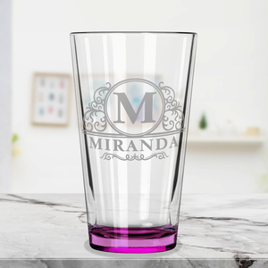 Personalized Elaborate Circle Pink Bottom Beer Pint Glass