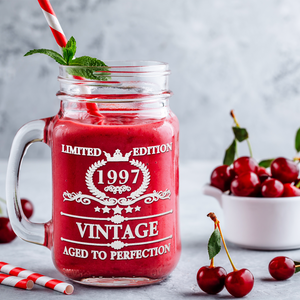 24th Birthday Vintage 24 Years Old Established 1997 Laser Engraved 16oz Mason Jar