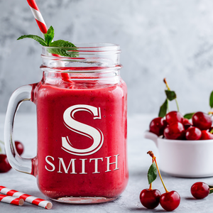 Personalized Initial and Name Etched 16 oz Mason Jar Glass