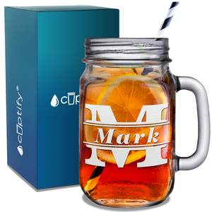 Personalized Initial Classic Block 16oz Mason Jar