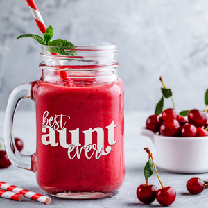 Best Aunt Ever Etched on 16oz Mason Jar Glass