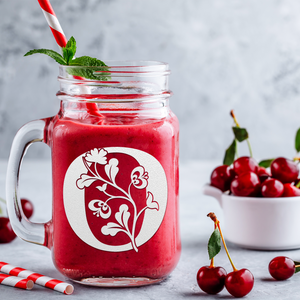 Monogram Blooming Floral Initial Letter O Etched on 16 oz Mason Jar Glass