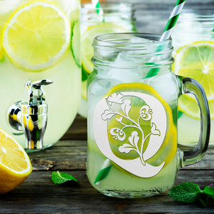 Monogram Blooming Floral Initial Letter Q Etched on 16 oz Mason Jar Glass