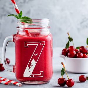 Monogram Forest Initial Letter Z Etched on 16 oz Mason Jar Glass