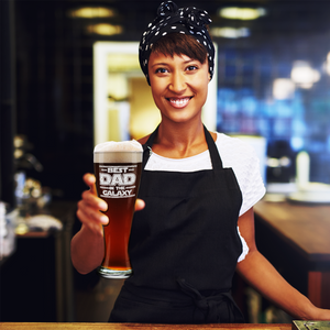 Best Dad In The Galaxy Etched on 16 oz Glass Pilsner