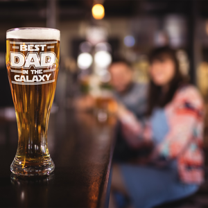 Best Dad In The Galaxy Etched on 16 oz Glass Pilsner